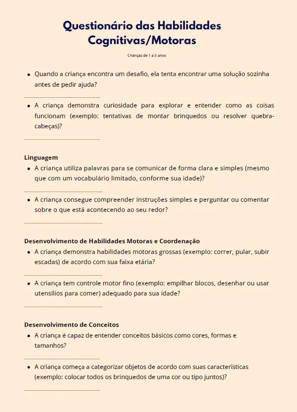 Questionário cognitivo